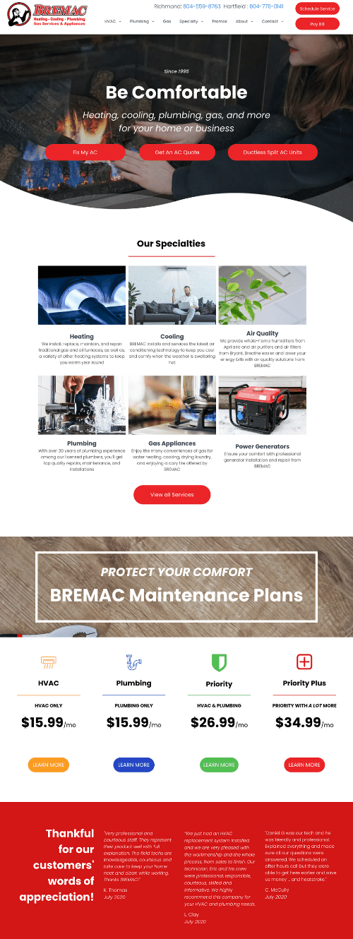 BREMAC revitalized website home page